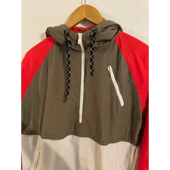 RVCA Hallihan II Green & Red Hooded Rain Jacket - Picture 6 of 13